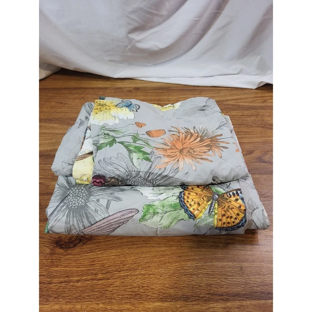 New Pottery Barn Hummingbird Reversible Organic Duvet & Sham Full/Queen